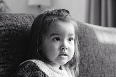 Portrait of cute girl at home