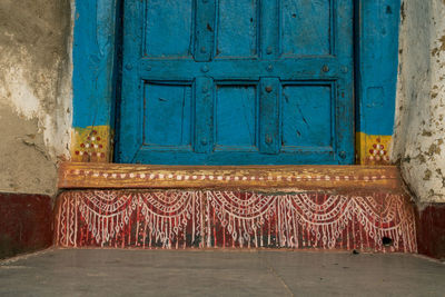 Closed door of old building