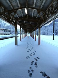 View of snow covered bridge