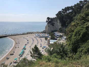 High angle view of beach against sky