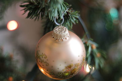 Close-up of illuminated christmas tree