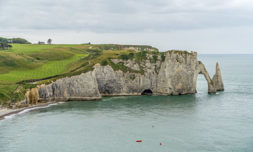 Coastal scenery around etretat, a commune in the seine-maritime department in  france