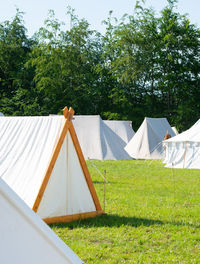 View of tent in field