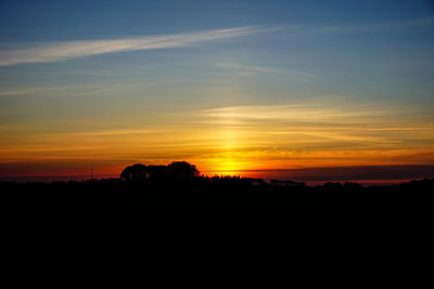 Scenic view of silhouette landscape against sky during sunset