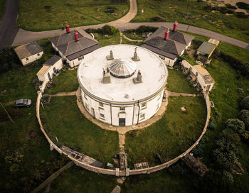 High angle view of round building 