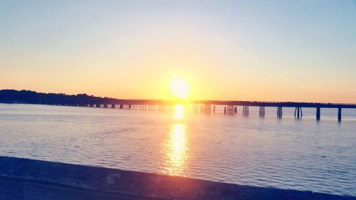 Scenic view of sunset over sea