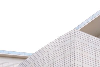 Low angle view of modern building against clear sky