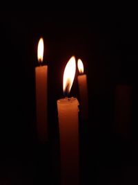 Close-up of illuminated candle