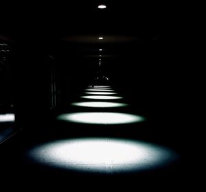 Empty illuminated tunnel