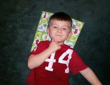 Portrait of smiling boy playing