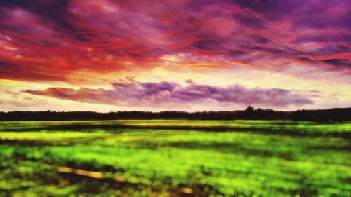 Scenic view of landscape against cloudy sky