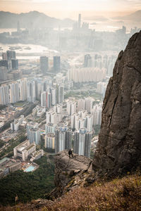 High angle view of buildings in city