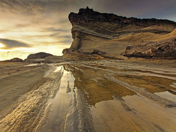 View of rock formations at sunset