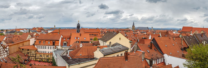 High angle view of townscape against sky