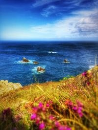 Scenic view of sea against clear sky