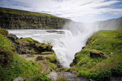 Scenic view of waterfall