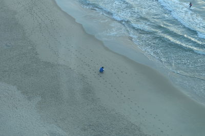 High angle view of people on beach