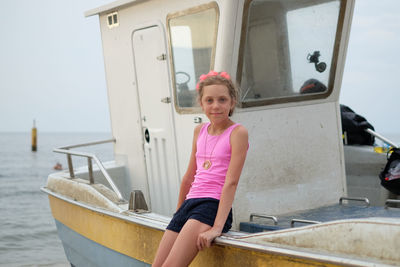 Portrait of a girl in boat