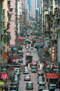 High angle view of traffic on city street