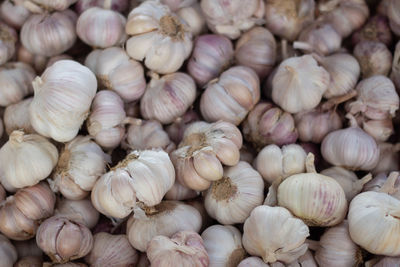 Full frame shot of garlic for sale