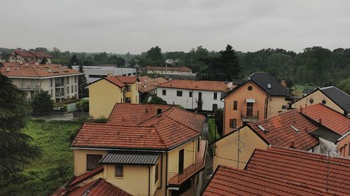 High angle view of townscape against sky