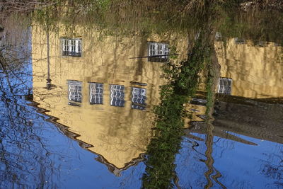 High angle view of building by river