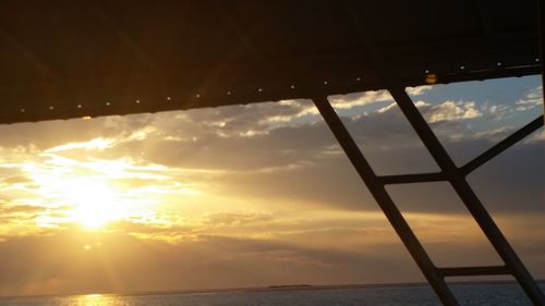 Low angle view of sea against sky during sunset