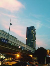 City lit up at dusk