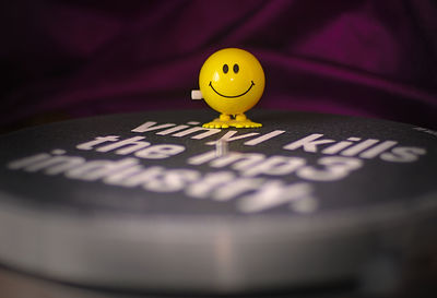 Close-up of toy on table