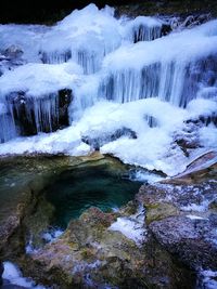 Scenic view of frozen lake during winter