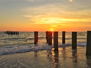 Scenic view of sunset over sea