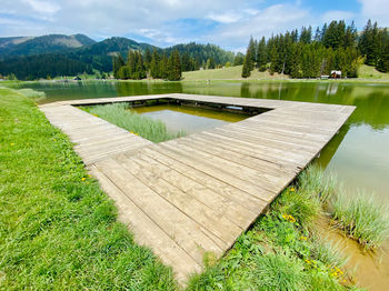 Scenic view of lake against sky