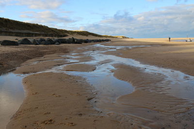 Breathtaking view of landscape of vast sandy beach near sand banks norfolk east anglia uk