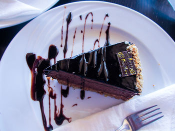 Close-up overhead view of pastry in plate