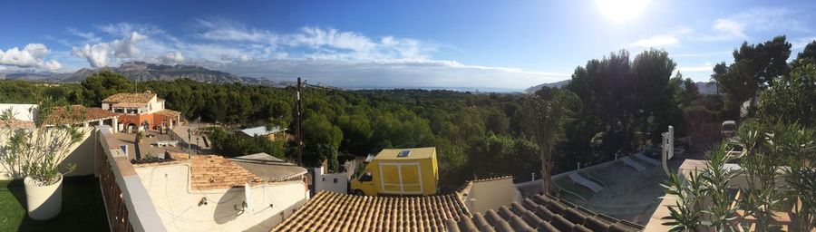 High angle view of townscape against sky