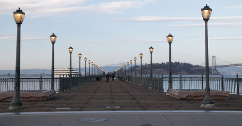 Street lights on footbridge