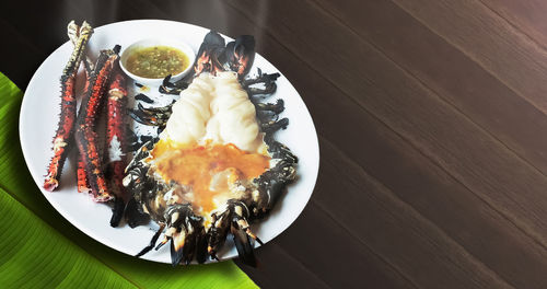 Close-up of dessert in plate on table