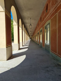 Empty corridor of historic building