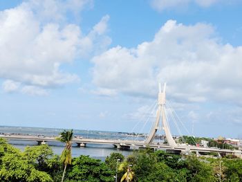 Bridge over river against sky