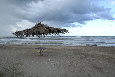 Scenic view of sea against cloudy sky