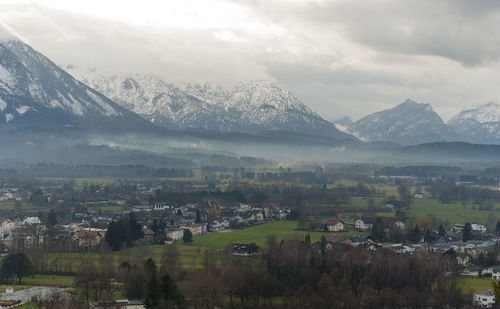 Scenic view of townscape against sky