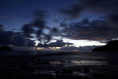 Scenic view of sea against sky at sunset