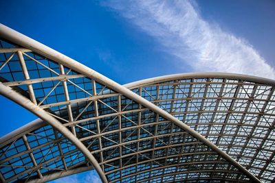 Low angle view of built structure against blue sky