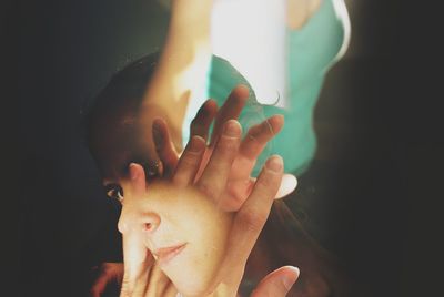Multiple image of woman and hands