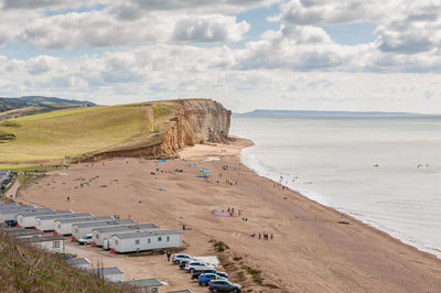 High angle view of beach against sky