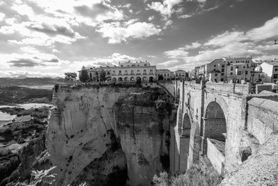 Panoramic view of old building against cloudy sky