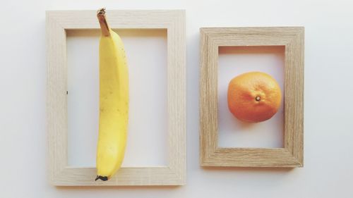 Directly above shot of apple against white background