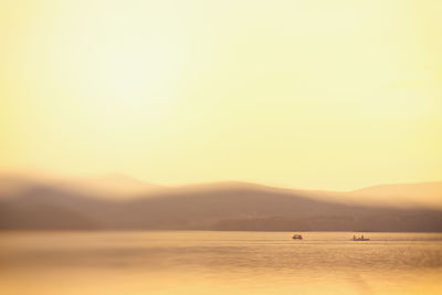 Scenic view of mountains at sunset