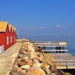 View of sea against blue sky