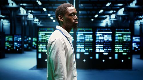 Side view of man looking away